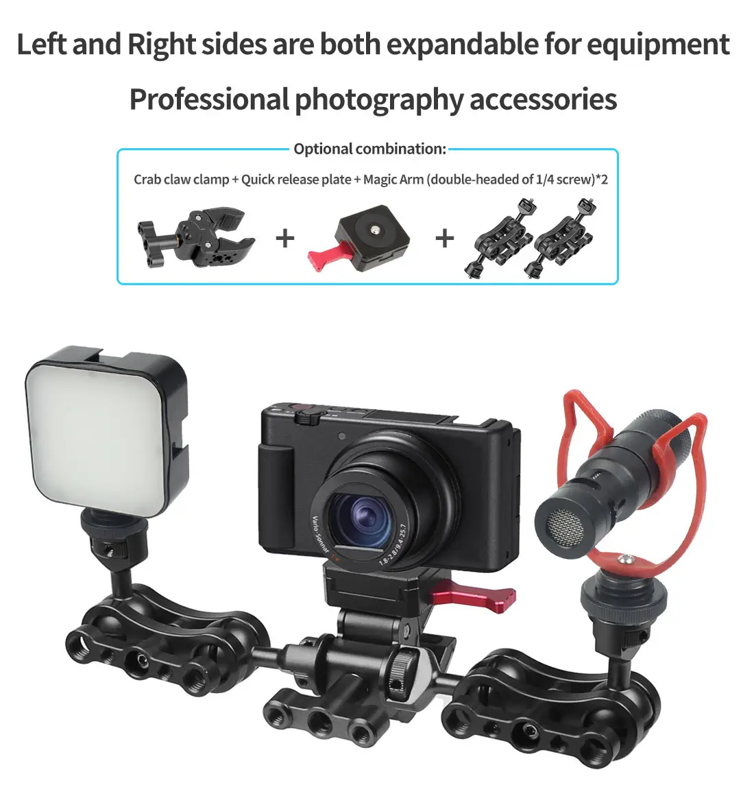 Super Clamp Gelenk arm Krabben klaue c Typ Fotografie Blitzlicht Kamera Stativ Ein beins tativ halter Monitor Verlängerung sclip – Detail 12