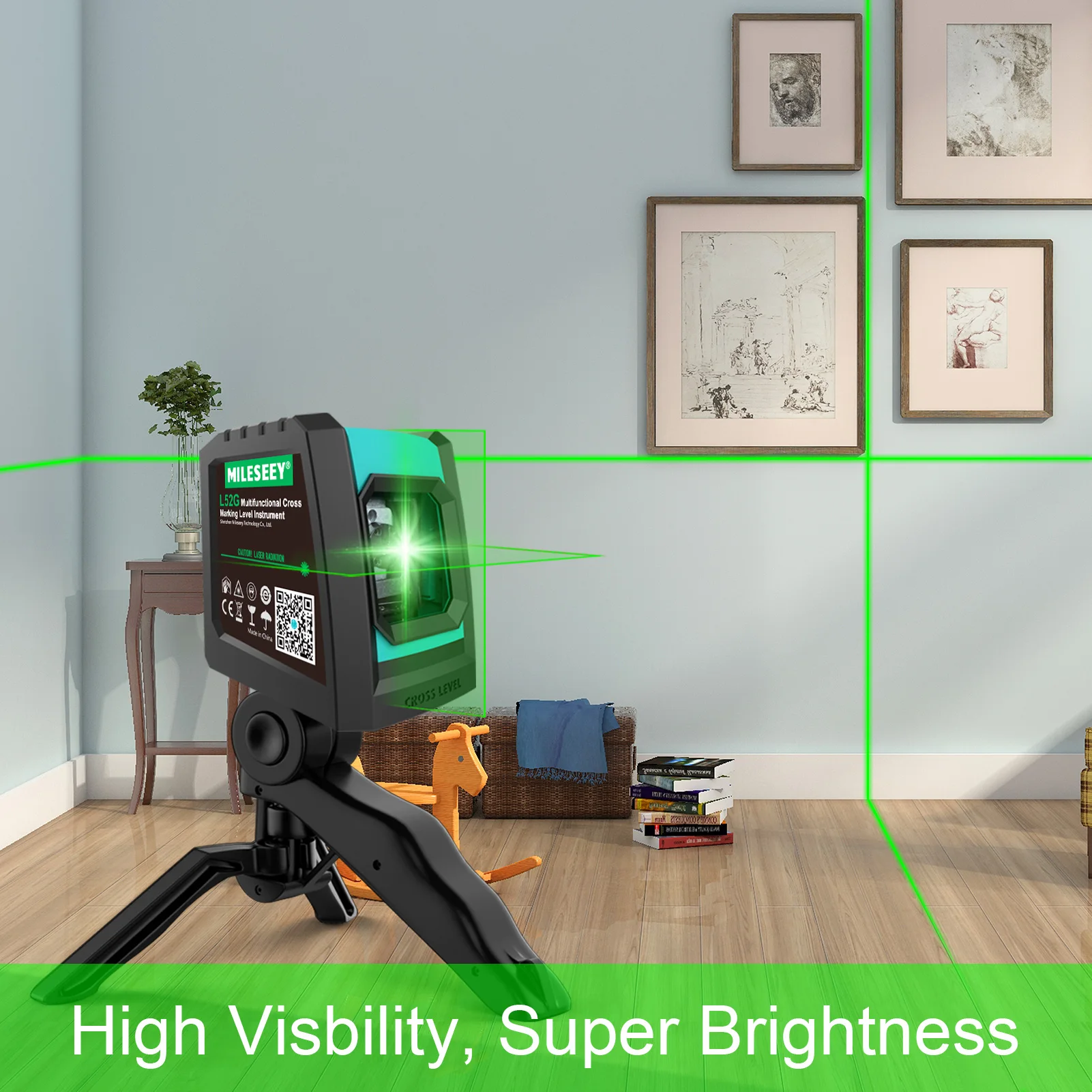 MILESEEY Laser Level L52 2 Lines Nivel Laser,4° Self-Leveling, Horizontal and Vertical Cross Line Laser