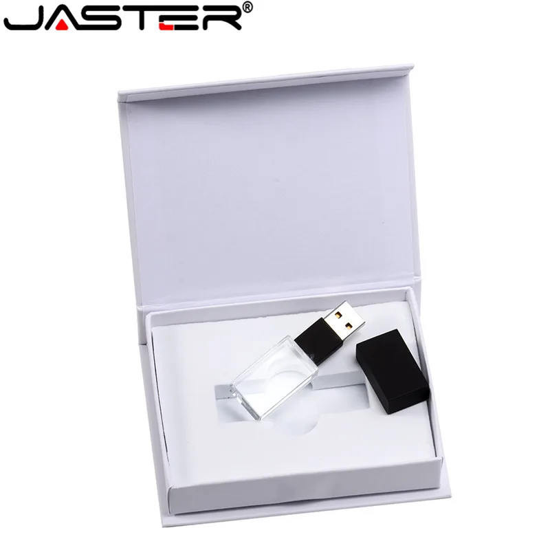 JASTER New Custom LOGO Crystal Usb 2.0 Memory Flash Drive with Gift Box 4GB 8GB 16GB 32GB 64GB (Over 10pcs Free Logo)