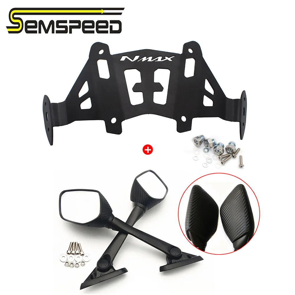 

SEMSPEED Rear-view Mirrors Windshield Bracket Fit For YAMAHA N-MAX155 NMAX 155 NMAX 125 2020 2021 2022 2023 Motorcycle Modified