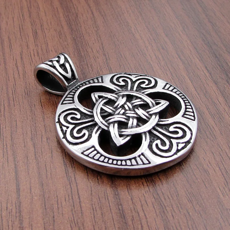 Free Shipping  Irish Celtics Trinity Knot and Satanic Pendant Necklace for Men Stainless Steel Unisex Vintage Male Jewelry