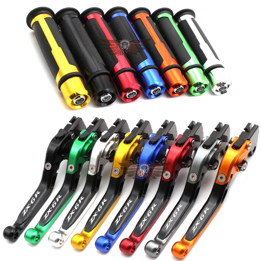 

Motorcycle Adjustable Folding Brake Clutch Levers Handlebar Hand Grips For Kawasaki ZX6R ZX-6R ZX 6R 1995 - 1999 1998 1997 1996