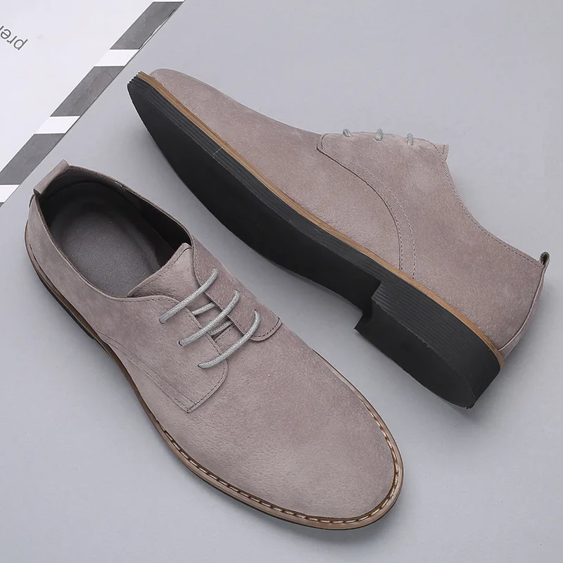 Fashion Men Suede Leather Casual Shoes Spring Men Flats Lace Up Male Oxfords Men Soft Leather Shoes Chaussure Homme