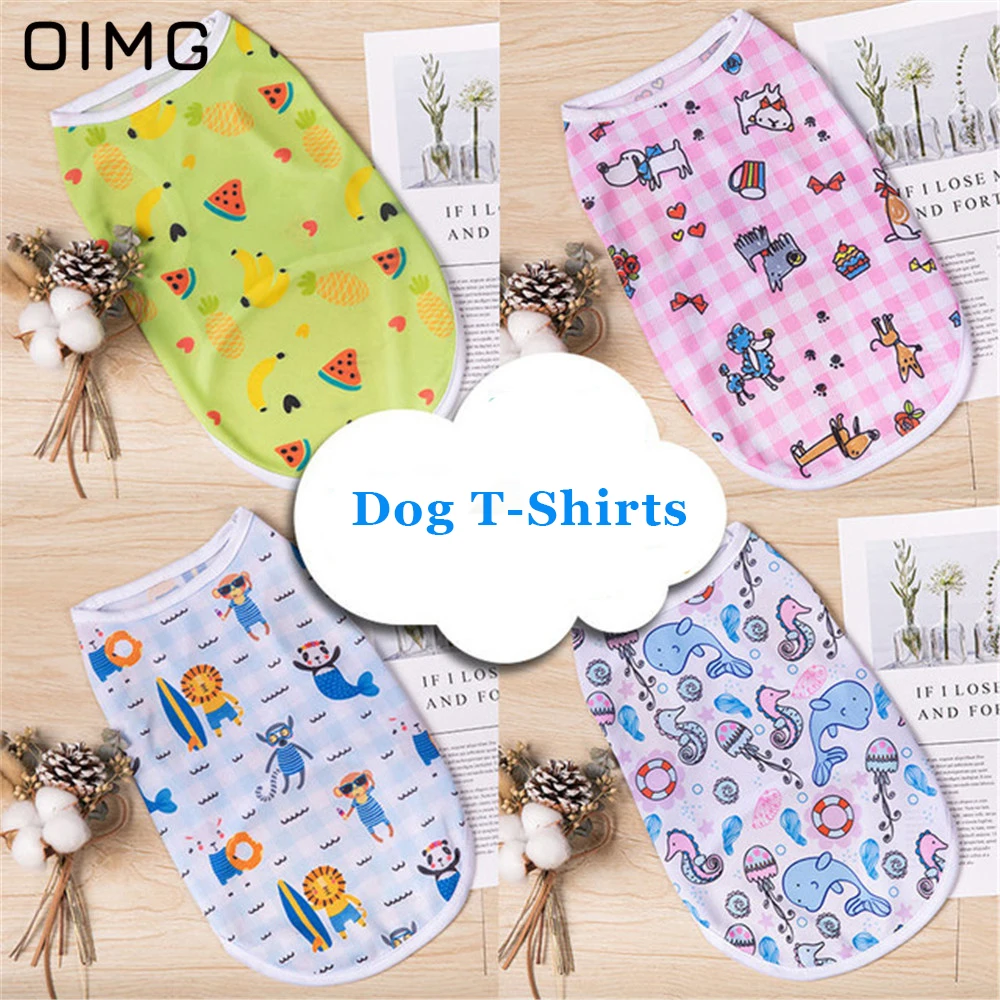 OIMG Pet Dog Clothes Animals World Print Cartoon Dog Shirts Cat Chihuahua Teddy Summer Puppy Sleevless T-shirts For Small Dogs