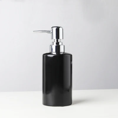 320 ml keramische emulsie dispenser wit zwarte fles hotel douchegel handdesinfecterend fles met bamboe lade voor keuken