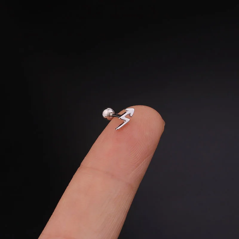 1Pc 925 Sterling Silver  Barbell CZ Tragus Diath Cartilage Helix Rook Piercing Earring Ear piercing  Women Fashion Jewelry