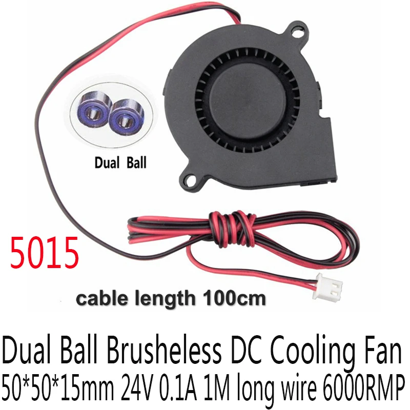 

10PCS Gdstime 50x50x15mm Ball Bearing DC Cooling 24V 3D Printer Cooler 50mm x 15mm 5015 5cm 1m Cable Wire Blower Fan