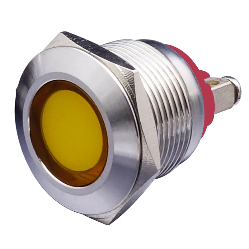 19mm LED Metal Indicator Light Waterproof Signal  Light Screw Connectfive colors round LED flat button 12V 24V 220v Red Green