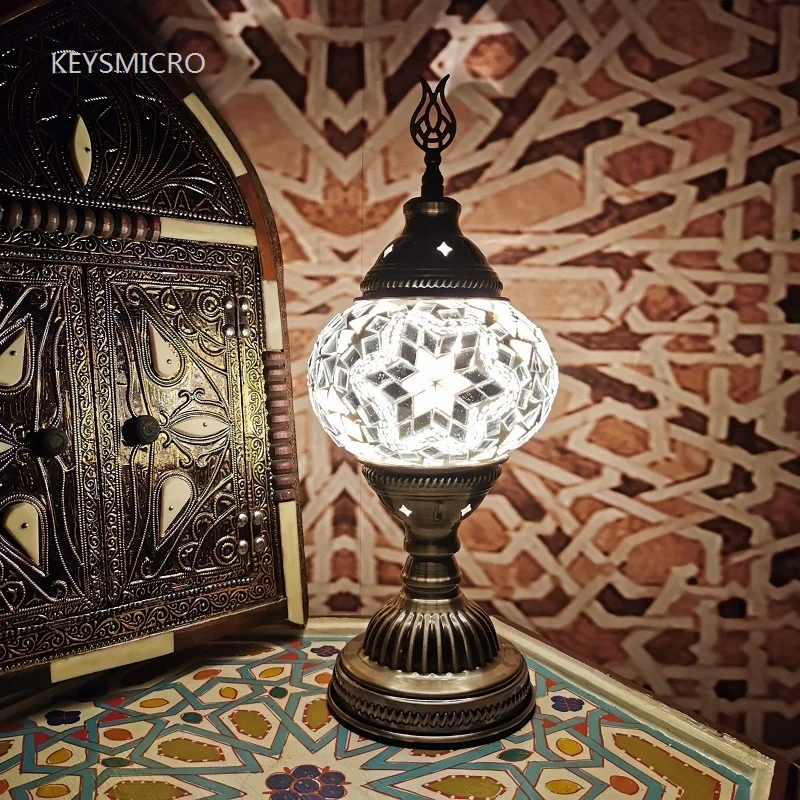 Turkish Mosaic Table Lamp Vintage Deco Handcrafted Lamparas De Mesa Glass Romantic Bed Light Lamparas Con Mosaicos Night Light
