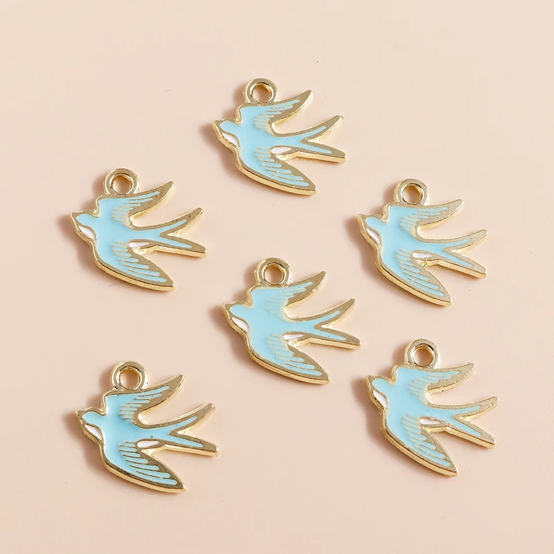 10pcs Cute Bird Spring Swallow Charms Pigeon Dove Pendants for Earring of Necklace Bracelet Keychain Handmade DIY Jewelry Making