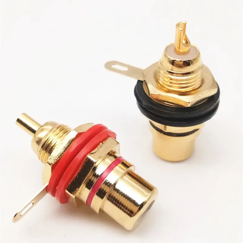 Adaptador de conector RCA para Audio y vídeo, conector hembra de alta calidad, chapado en oro, para soldar, 2 unids/lote