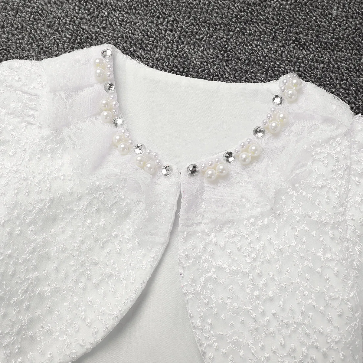 Kids Girls Outwear Infant Babies Lace Bolero Cardigan Flower Girls Long Sleeve Lace Beaded Jacket For Wedding Birthday Party