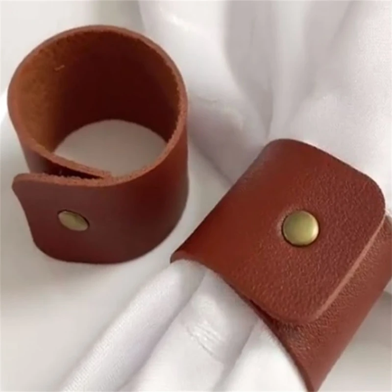 Leather Napkin Ring Rope Hotel Tabletop Napkin Ring For Home Dinning Room Hotel Party Dinner Christmas Table Decoration