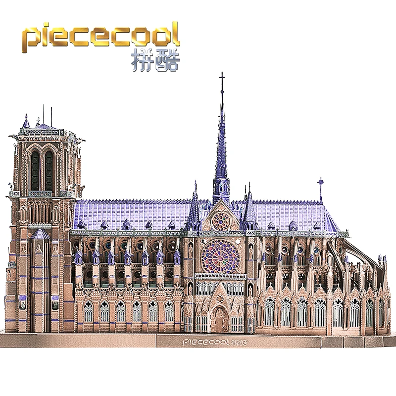 Piececool 3D Metal Puzzle NOTRE DAME CATHEDRAL PARIS building model KITS Gift jigsaw Toys For Children