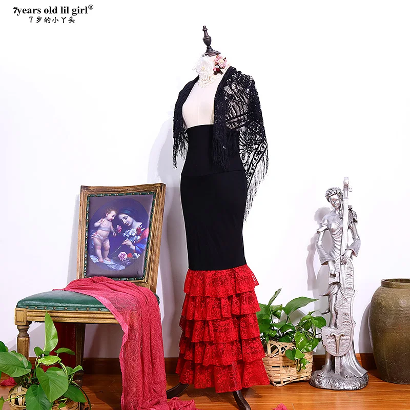 Spanish Dance Flamenco Skirt Ballroom Art Style  Dress Gypsy  Stage Wear Performance Costume ENN05