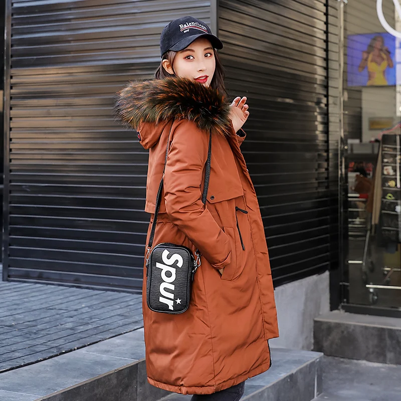 Double-sided Wear Parka Winter Jacket Women Hooded Large Fur Collar Korean Long Coat Woman Parkas Jaqueta Feminina KJ641