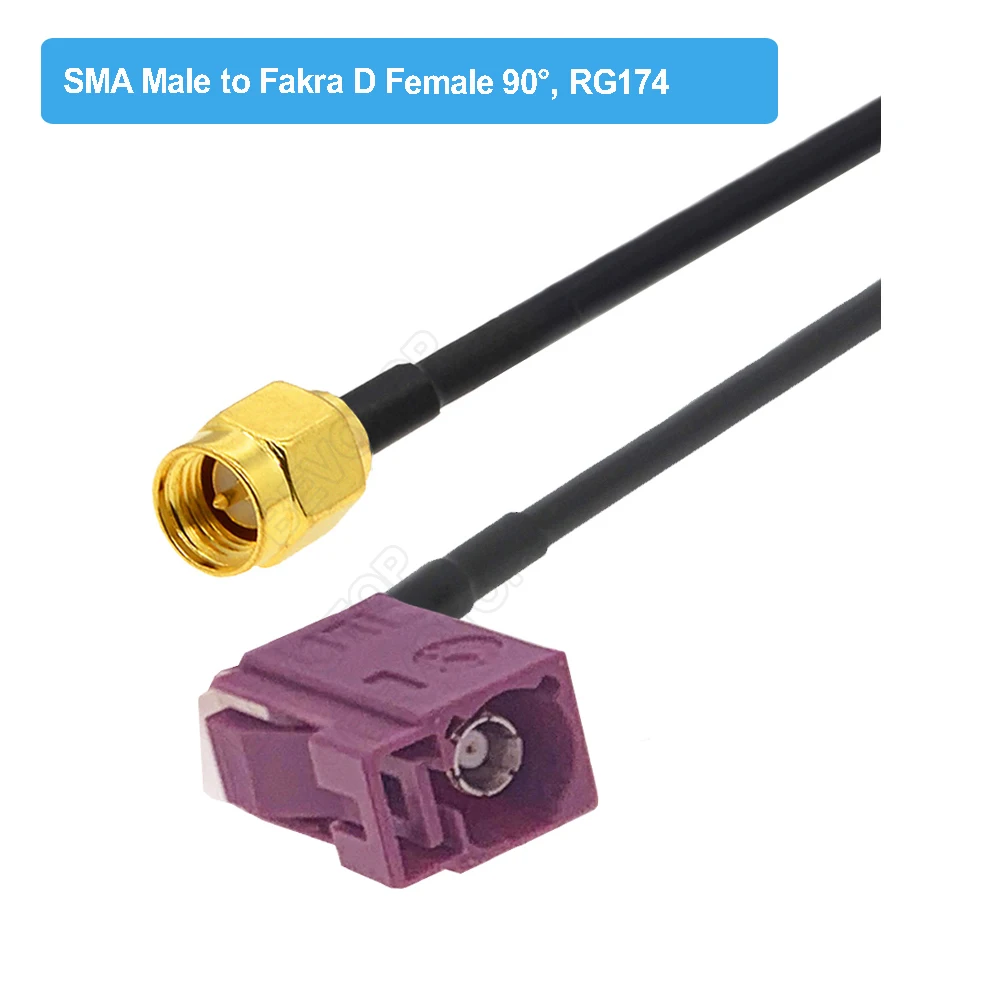 Bordeaux RAL4004 Fakra D Male / Female to SMA Male Plug RG174 Cable Adapter GSM Antenna Extension Cord RF Coaxial Pigtail Jumper