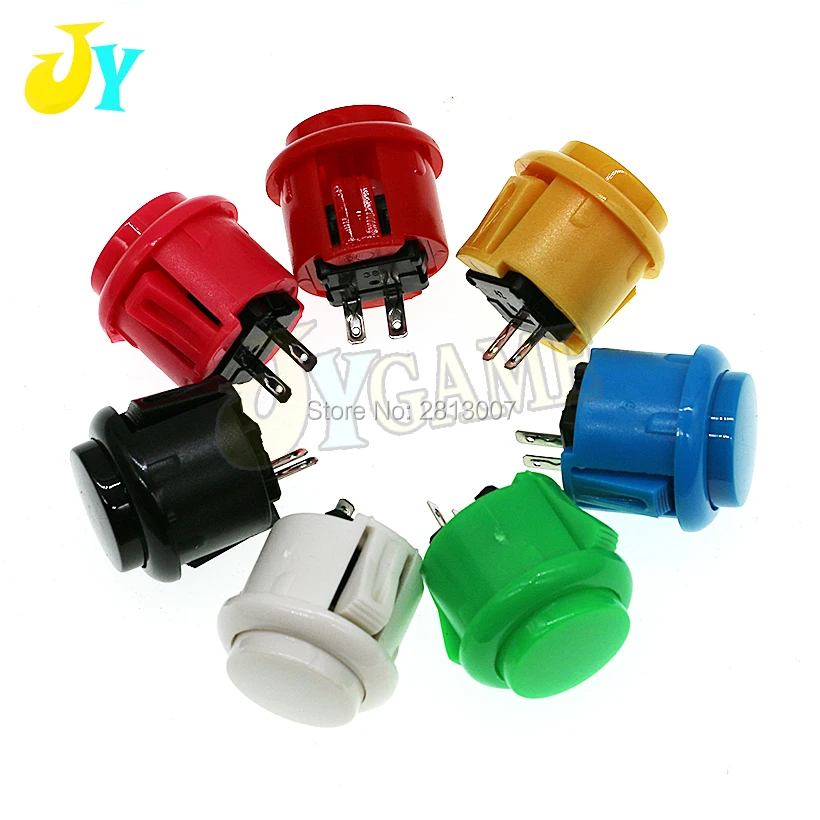 

50Pcs Copy SANWA Push Button 24mm Round Arcade Switch For Game Machine Cabinet DIY 7 Color Choose