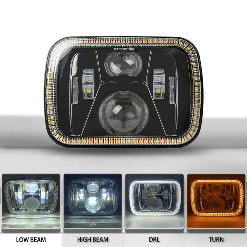 

5x7 LED Headlight with DRL Square 6x7 Truck Headlamp For Je-ep 1984 to 2001 XJ Cherokee 1987 to 1995 YJ Wr-angler