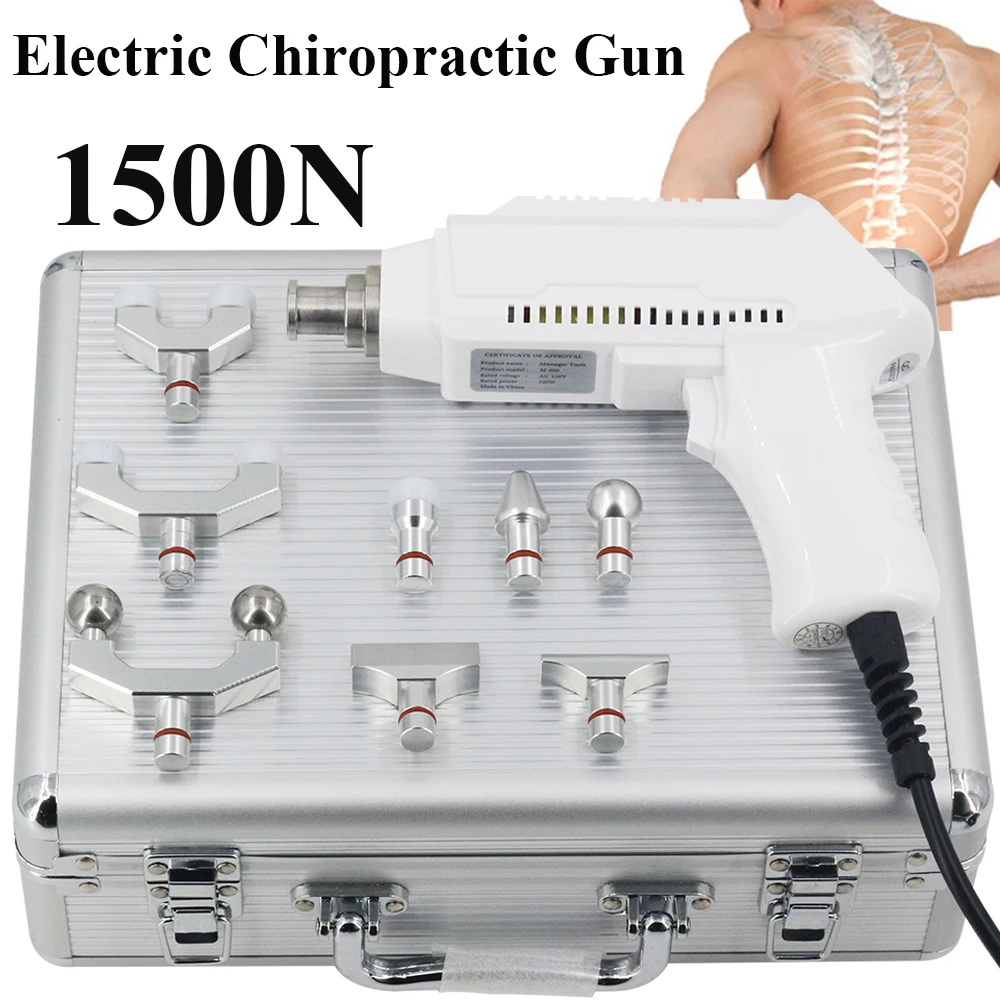 

1500N Electric Chiropractic Massage Gun New Chiropractic Adjusting Tool 8Heads For Spine Correction Strength Adjustable Massager