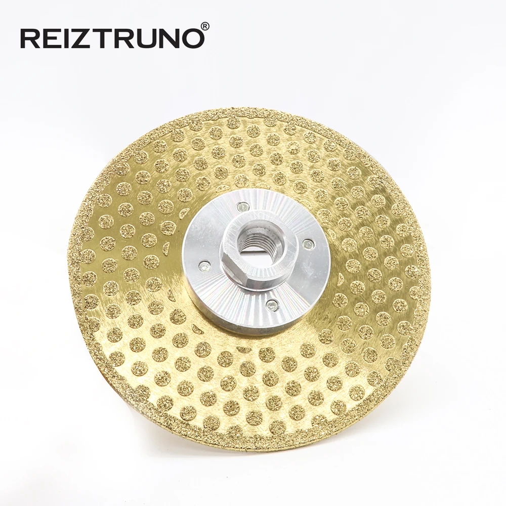 REIZTRUNO 5 "ใบมีดเพชรหินอ่อนสองด้านพร้อมอะแดปเตอร์ Quad Electroplated ต่อเนื่อง Turbo Blade สําหรับตัดหินอ่อน