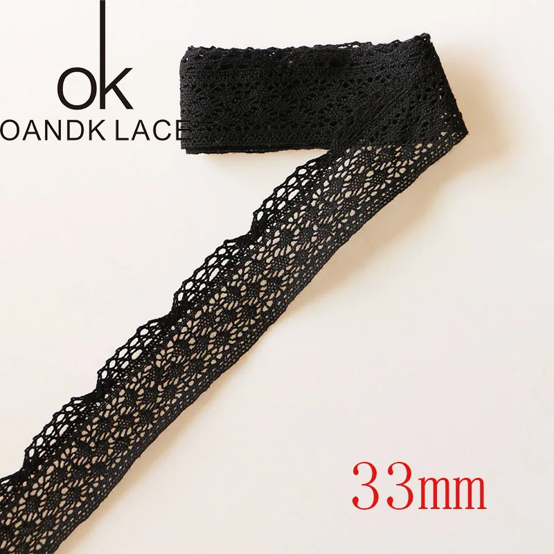 New 5 Yards  Black Knitting Cotton Lace Ribbon Handmade Patchwork Scrapbook Craft for DIY Apparel Sewing Accessories