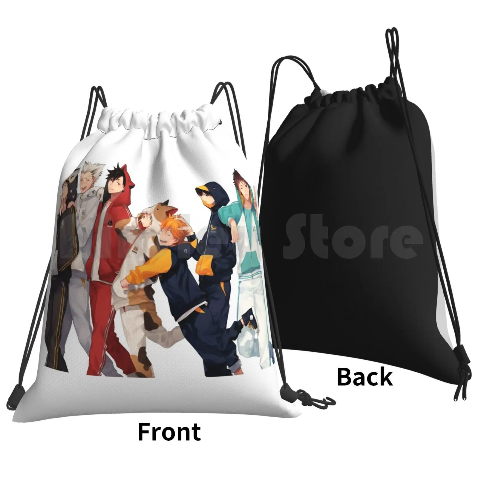 Bokuto , Kuroo , Kenma , Hinata , Kageyama , And Oikawa Backpack Drawstring Bag Riding Climbing Gym Bag