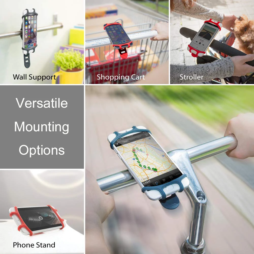 Universal Silicone Bike Bicycle Phone Holder Mobile Phone Motorcycle Handlebar Bracket Stand for iPhone 12 11 Pro Max XS Xiaomi