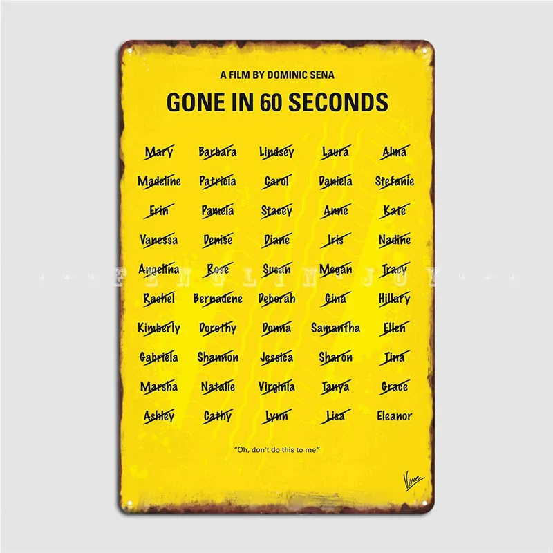 Gone In 60 Seconds Minimal Movie Poster A Ret Metal Plaque Poster Home Plaques Wall Mural Personalized Tin Sign Poster