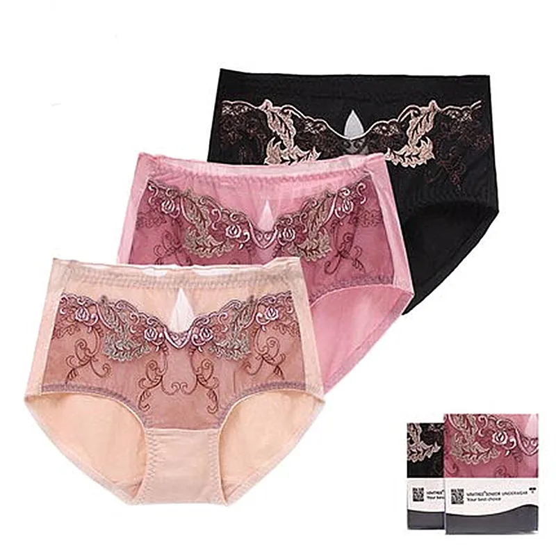 Women' min rise panties Sexy Lace Embroidery Seamless Fabric Ladies' Lingerie Lumbar Triangle Cotton Crotch