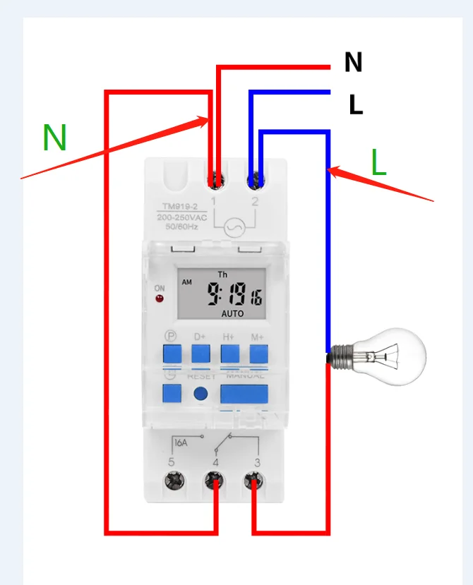 Nuevo interruptor Solar Digital TM919 DC 12V 16A 5 pines 1NO + 1NC 24 horas, temporizador con modo de reposo y pantalla AM/PM, batería reemplazable