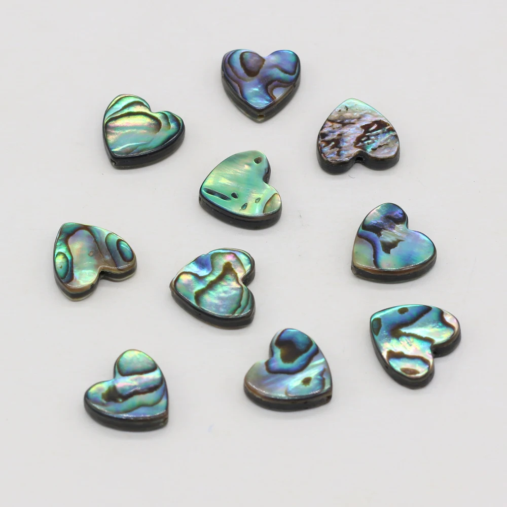 4 PCS Natural Fresh Water Abalone Shell Heart shaped Rectangular Ball Beads Jewelry Making DIY Charm Necklace Bracelet Accessori