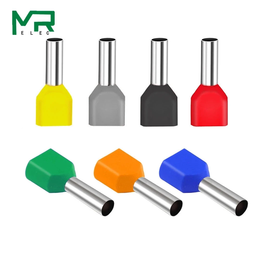 二重絶縁チューブ,100個,e0508 te1008,te1508,e2508,te6014,0.5-6.0 ²,コールドプレスエンド,ダブルライン