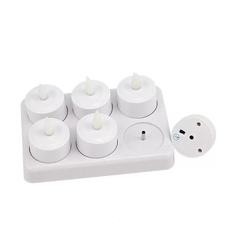 Set of 6 Rechargeable led candle Flameless TeaLight Electric lamp Waxless Valentine Home Wedding Xmas Table Lighting Decoration