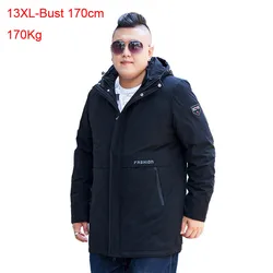 Jaqueta grossa masculina com capuz, plus size, inverno, busto, 170cm, 6xl, 7xl, 8xl, 9xl, 10xl, 11xl, 12xl, 13xl, forro removível, jaqueta