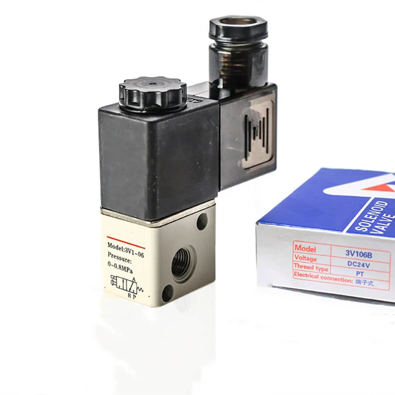 Airtac 2/3 Way 3 Port 1/8 Inch BSP 1/8" Electric Electromagnetic Air Control Solenoid Valve 3V1-06 12v 24v dc ac 110v 220v