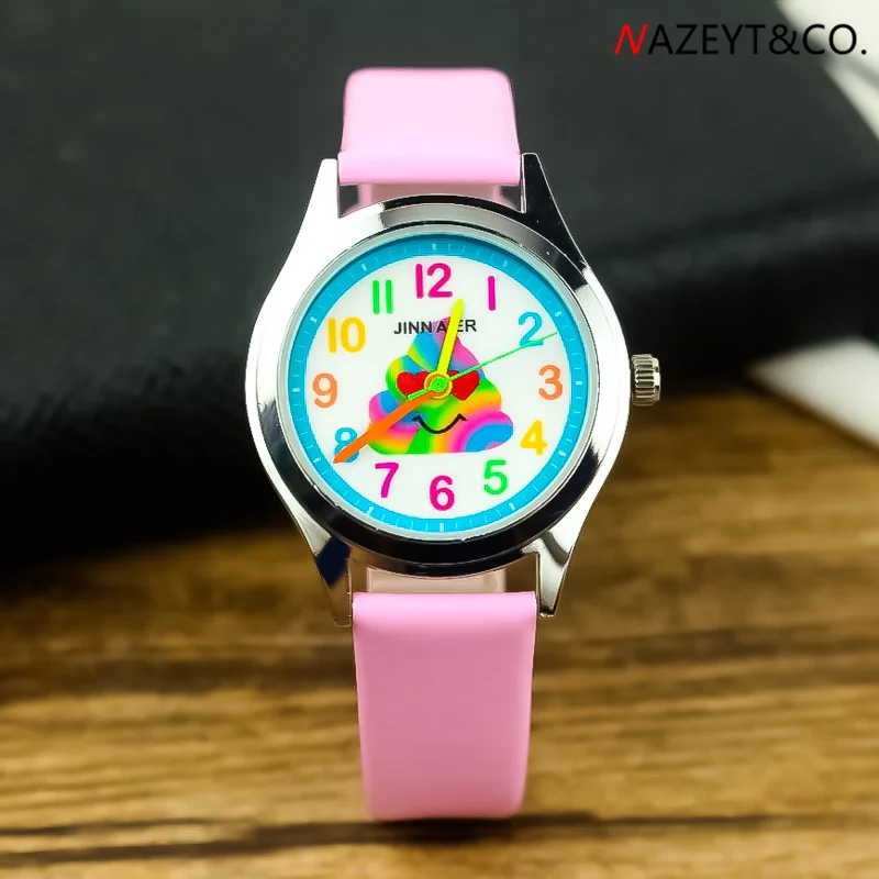 dropshipping new fashion children fun watch little boys girls cute cartoon jelly wristwatch kids halloween pu leather gift clock