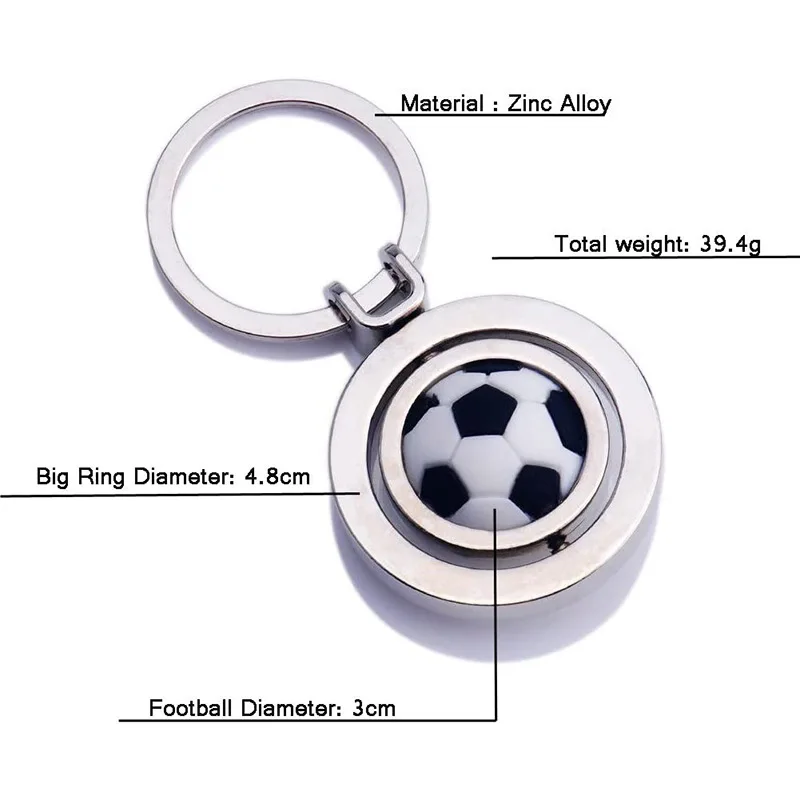 Mini Keychain Football Creative Keyring Pendant with Cute Rotating Soccer Key Chain for Football Lover Fans Men Women Boys Girls