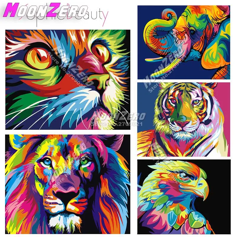 Colorful Animal Paintings Decorative Oil Paintings Colorful And Colorful Beasts Self-filling Partitioned Oil Paintings