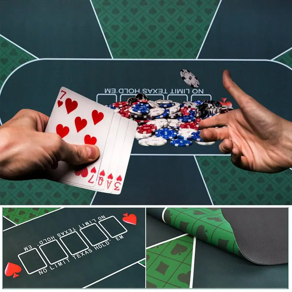 180*90Cm Texas Hold'em Poker Mat Suede Rubber Tafelkleed Top Digital Print Casino Poker Bordspel met Draagtas