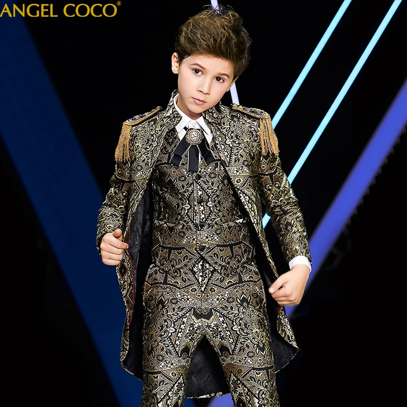 Golden stamping 2020 Suit for Boy communion wedding dress for boy kids Costume Enfant Garcon Mariage Boys Suits Abito da ragazzo