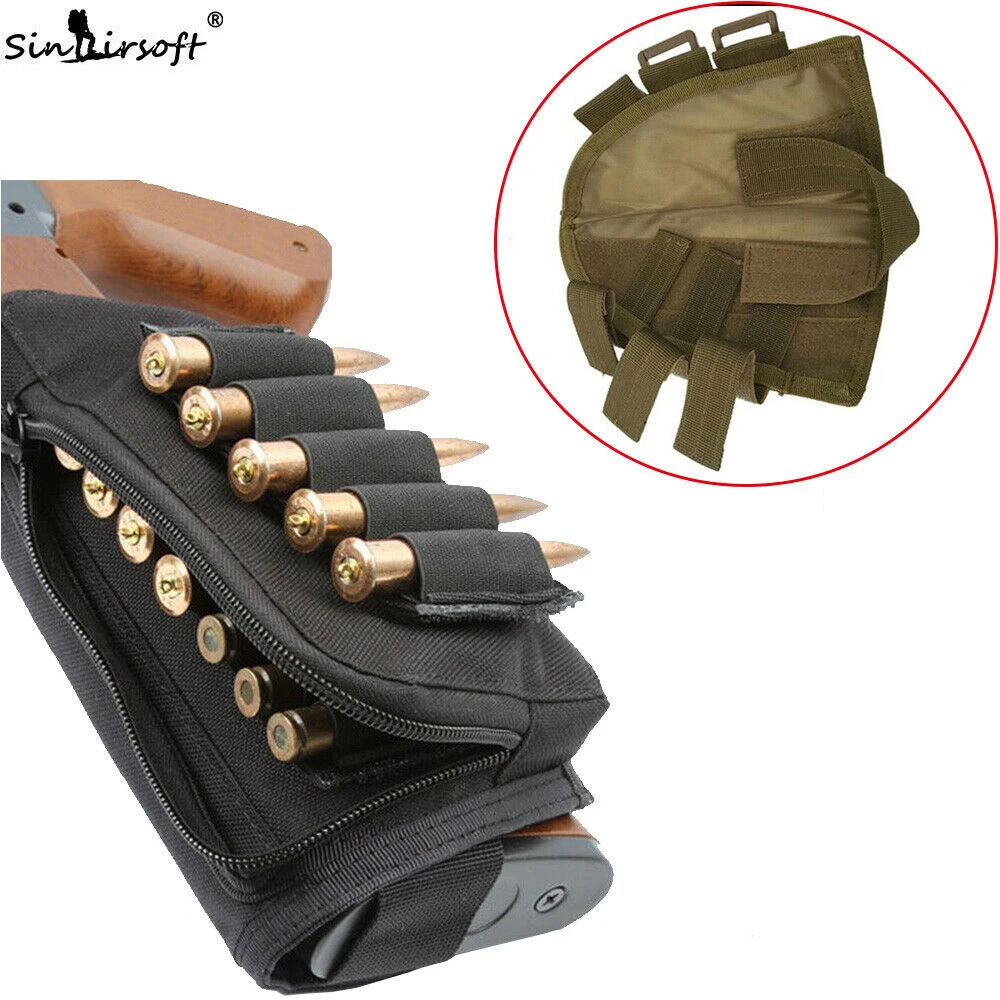 Tactical Muti-functional Hunting Zipper Rifle Buttstock Pack Bag Cheek Pad Rest Shell Mag Ammo Pouch Pocket Magazine Bandolier