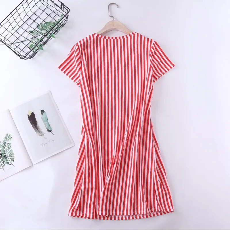 2024 Summer Female Casual Loosen Cartoon Night dress Ladies Cotton Nightgown Women Short Sleeve Round collar Home sleepshirt