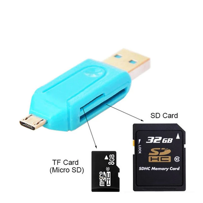 Lector de tarjetas OTG 2 en 1, microusb y USB de alta velocidad, Universal, OTG, TF/SD, extensión de ordenador para cabezales de Android, nuevo