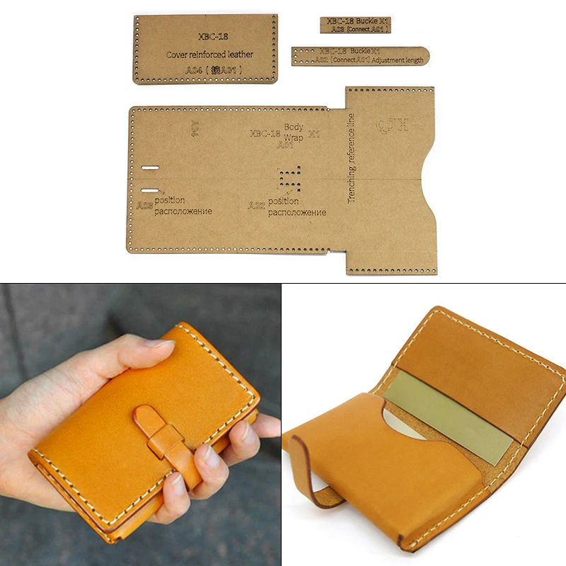 1Set DIY Kraft Paper Template New Fashion Business Card Holder Leather Craft Pattern DIY Stencil Sewing Pattern 10cm*7cm