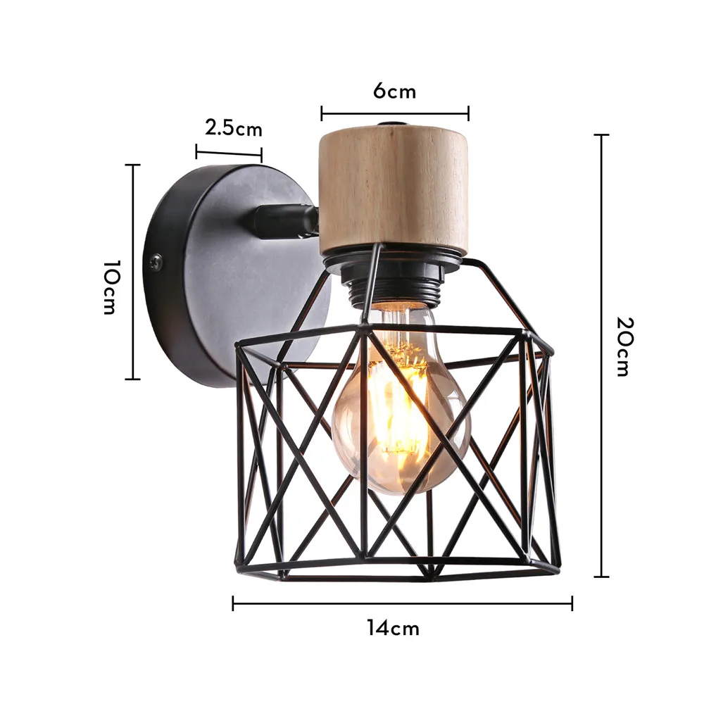 Modern Minimalist Wall Lamp Sconce Nordic Bedside Table Wall Light for Bedroom Bathroon Wooden Iron Cafe Lighting Decoration LED