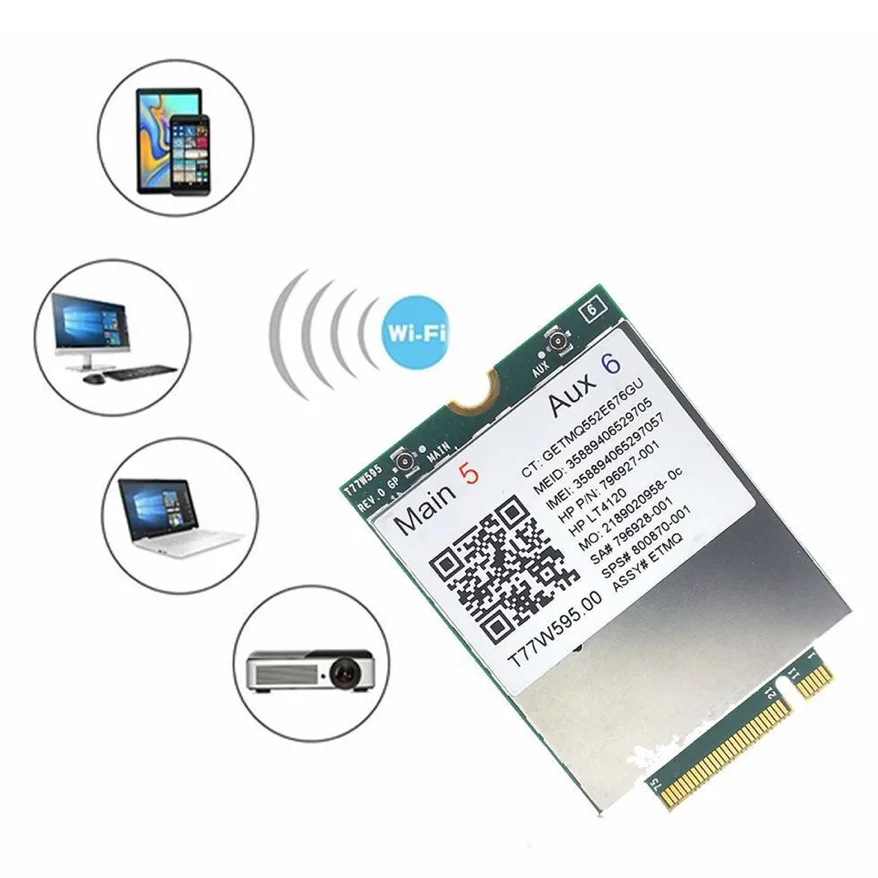 Foxconn T77W595 HP LT4120 796928-001 4G WWAN CARD M.2 150Mbps LTE Module For HP Elite x2 840 850 G3 640 650 645 G2