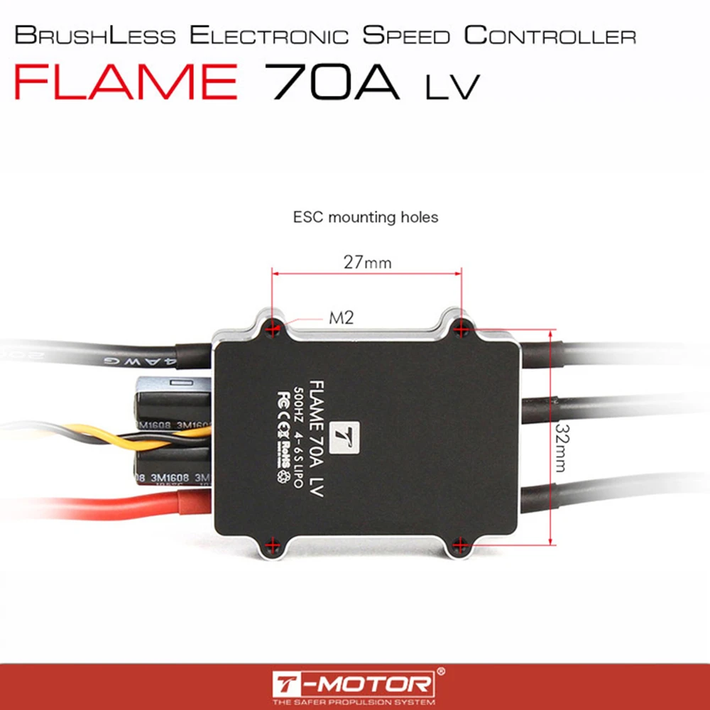 

Original TMOTOR FLAME 70A 4-6S LiPo NO BEC BLDC brushless ESC for multirotor uav