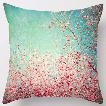 Wholesale Top Sale One Piece Pink Leafs Blue Turquoise Aqua Sky Blossom Nice Square Zipper Throw Pillowcase free shipping