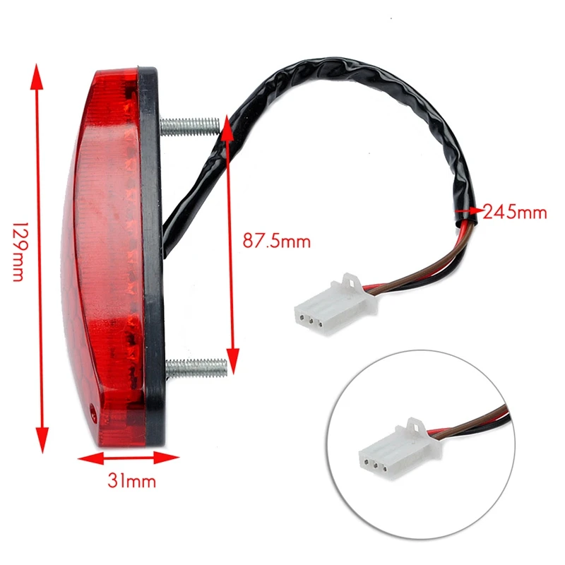 ATV 12V 3 Wire Brake Stop Light License Taillight Red for ATV Off Road Motorcycle Signal Lamp Accessories Car Lights image 5